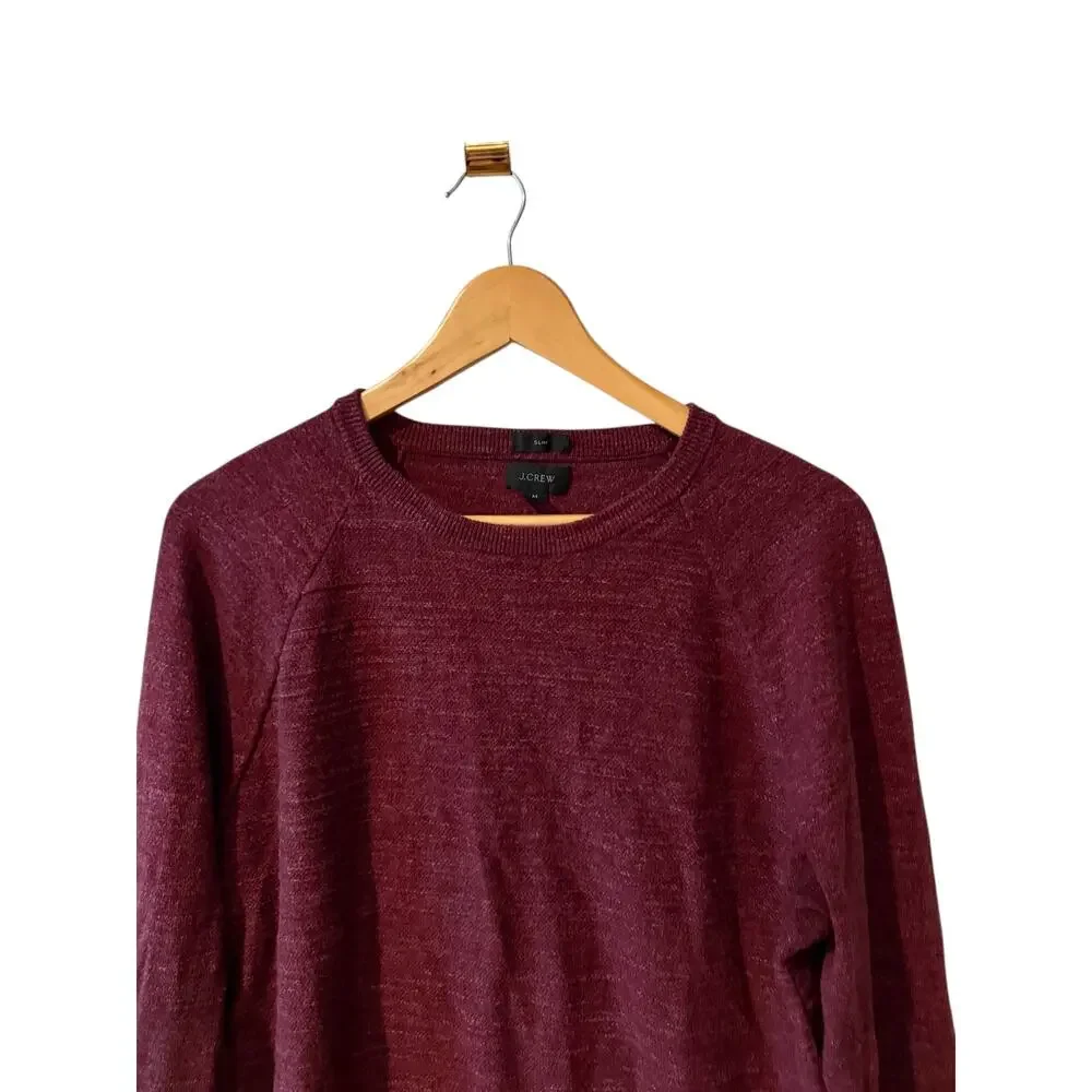 J Crew Cotton Midweight Slim Crewneck Top Burgundy M